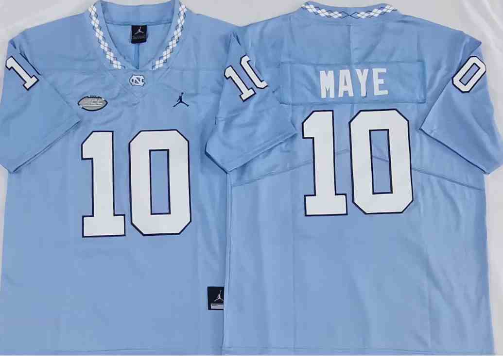 Men's North Carolina Tar Heels #10 Drake Maye Blue Stitched Jersey