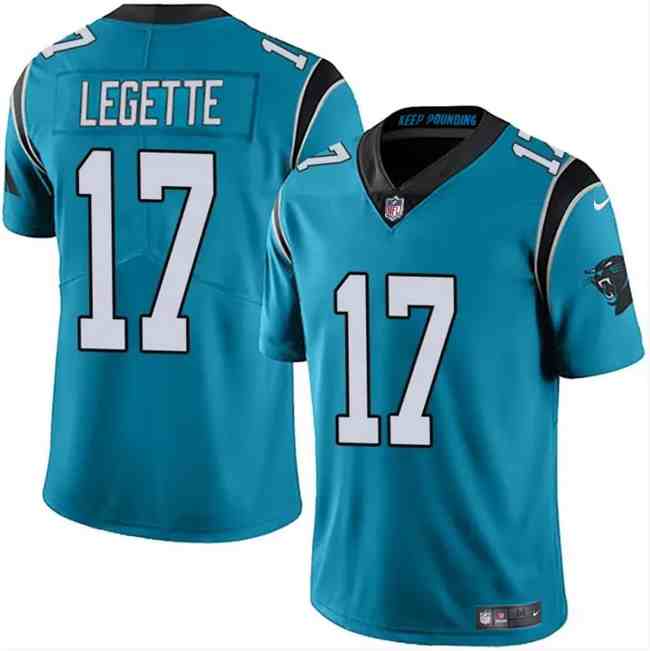 Men's Carolina Panthers #17 Xavier Legette Blue 2024 Draft Vapor Limited Football Stitched Jersey