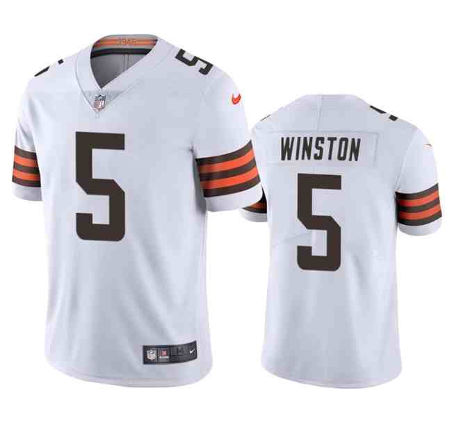 Men's Cleveland Browns #5 Jameis Winston White Vapor Limited Football Stitched Jersey
