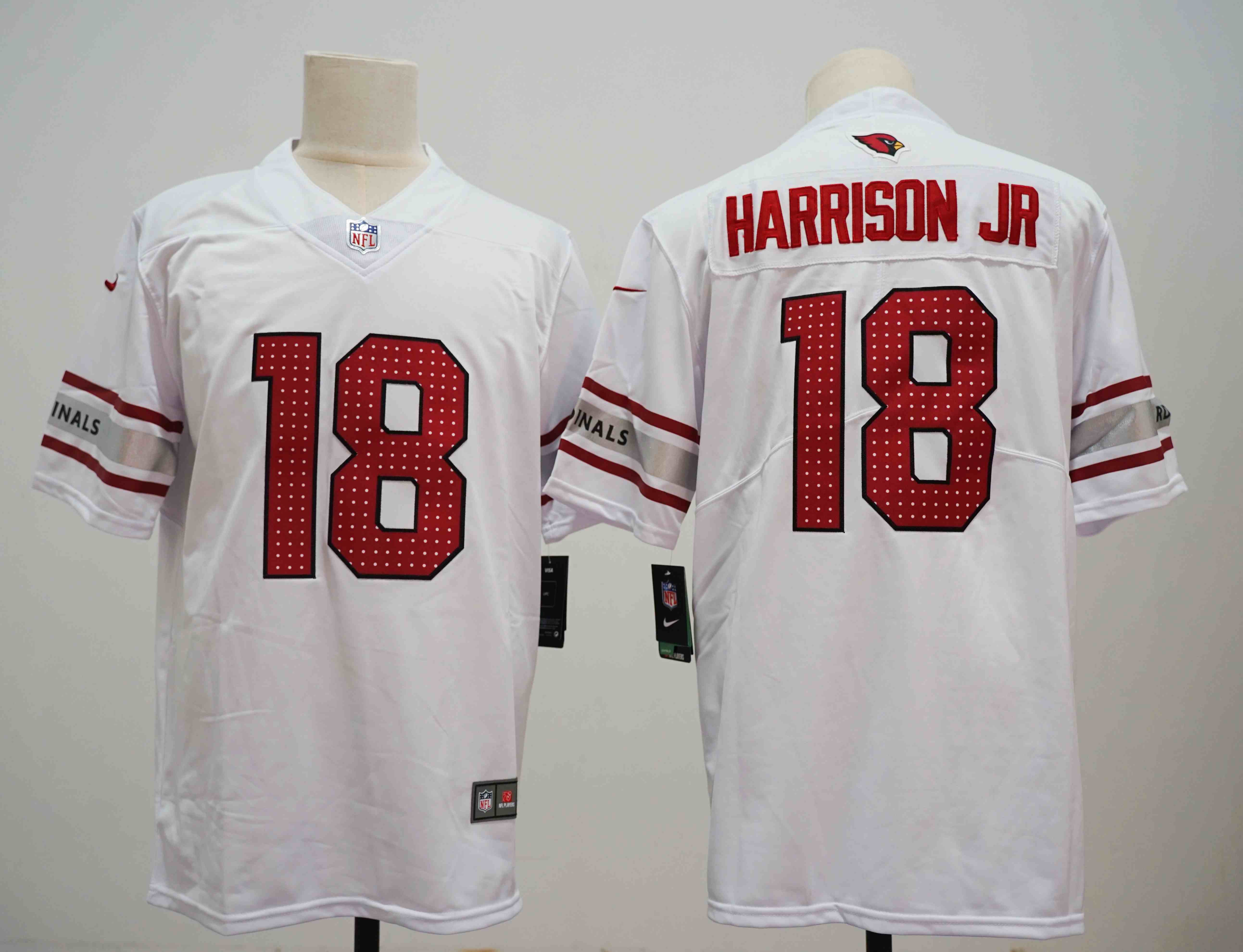 Men's Arizona Cardinals #18  Marvin Harrison  JR White Vapor Limited Stitched Football Jersey