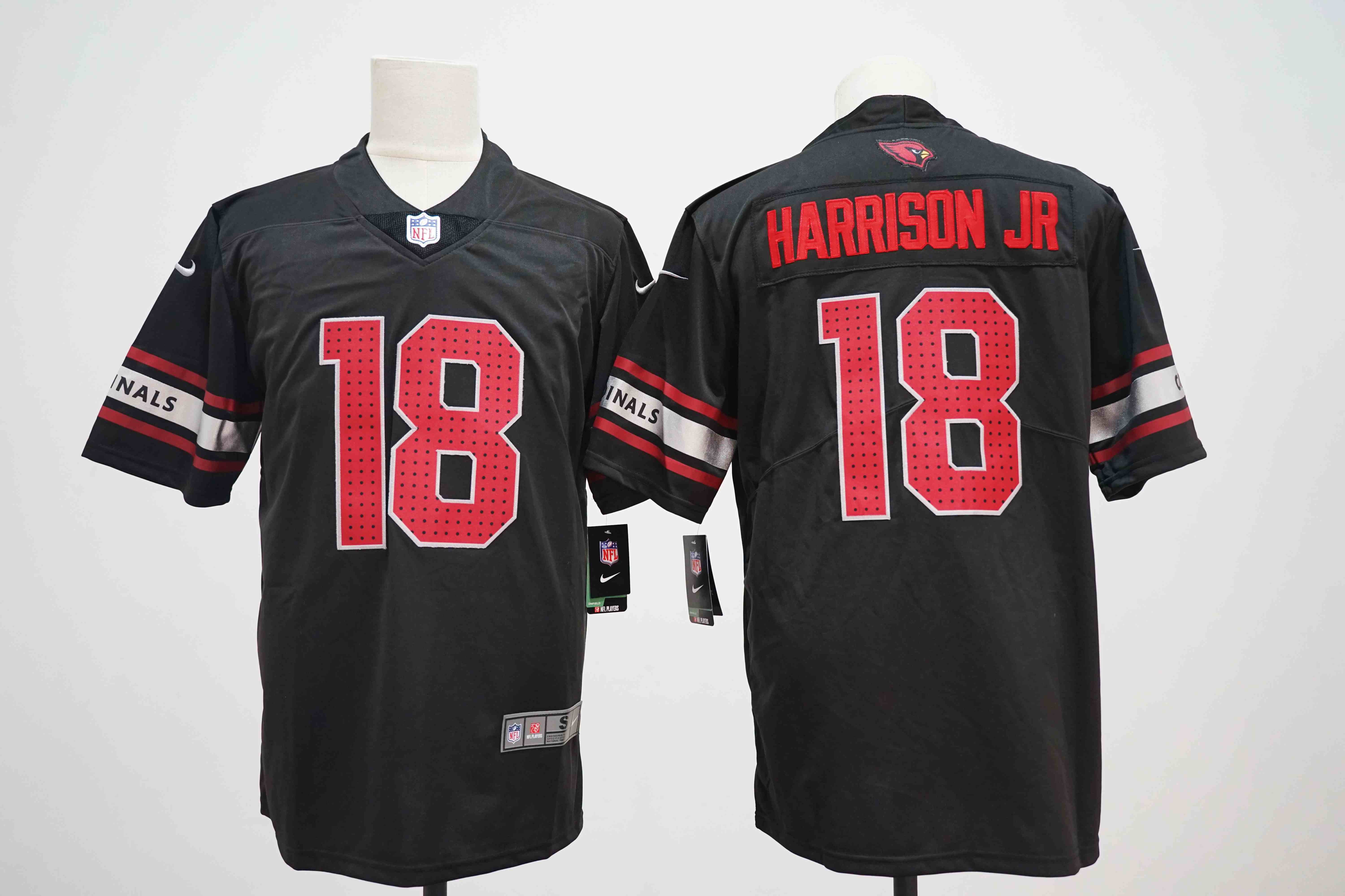 Men's Arizona Cardinals #18  Marvin Harrison  JR Black Vapor Limited Stitched Football Jersey