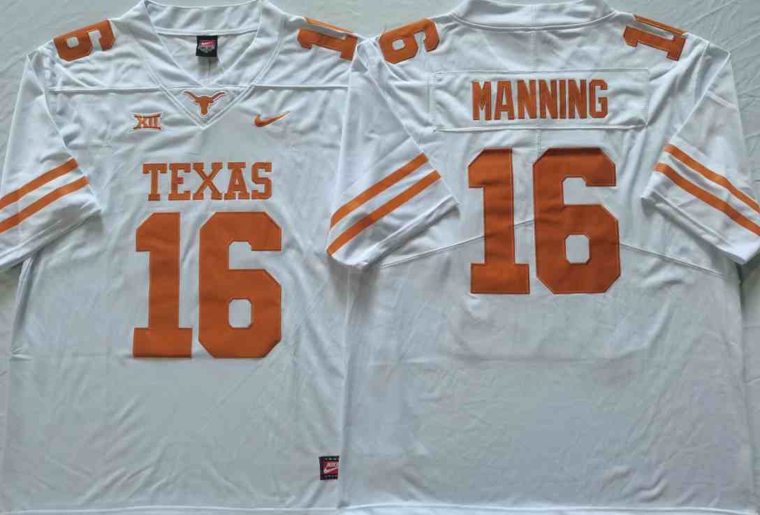 Men's Texas Longhorns #16 Arch Manning White Stitched Jersey