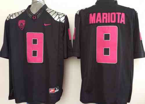 Men's Oregon Duck #8 Marcus Mariota Black With Purple Limited Jersey