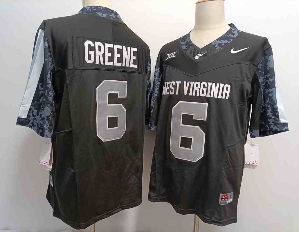 Men's West Virginia Mountaineers #6 Garrett Greene Black F.U.S.E. Stitched Jersey