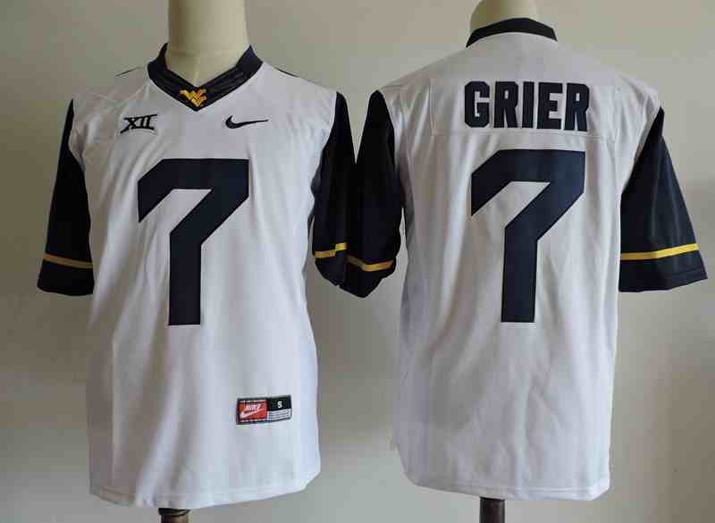 Men's West Virginia Mountaineers 7 GRIER White College Football Jersey
