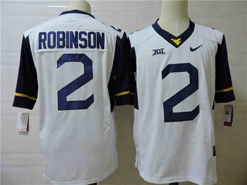 Men's West Virginia Mountaineers 2 ROBINSON White College Football Jersey