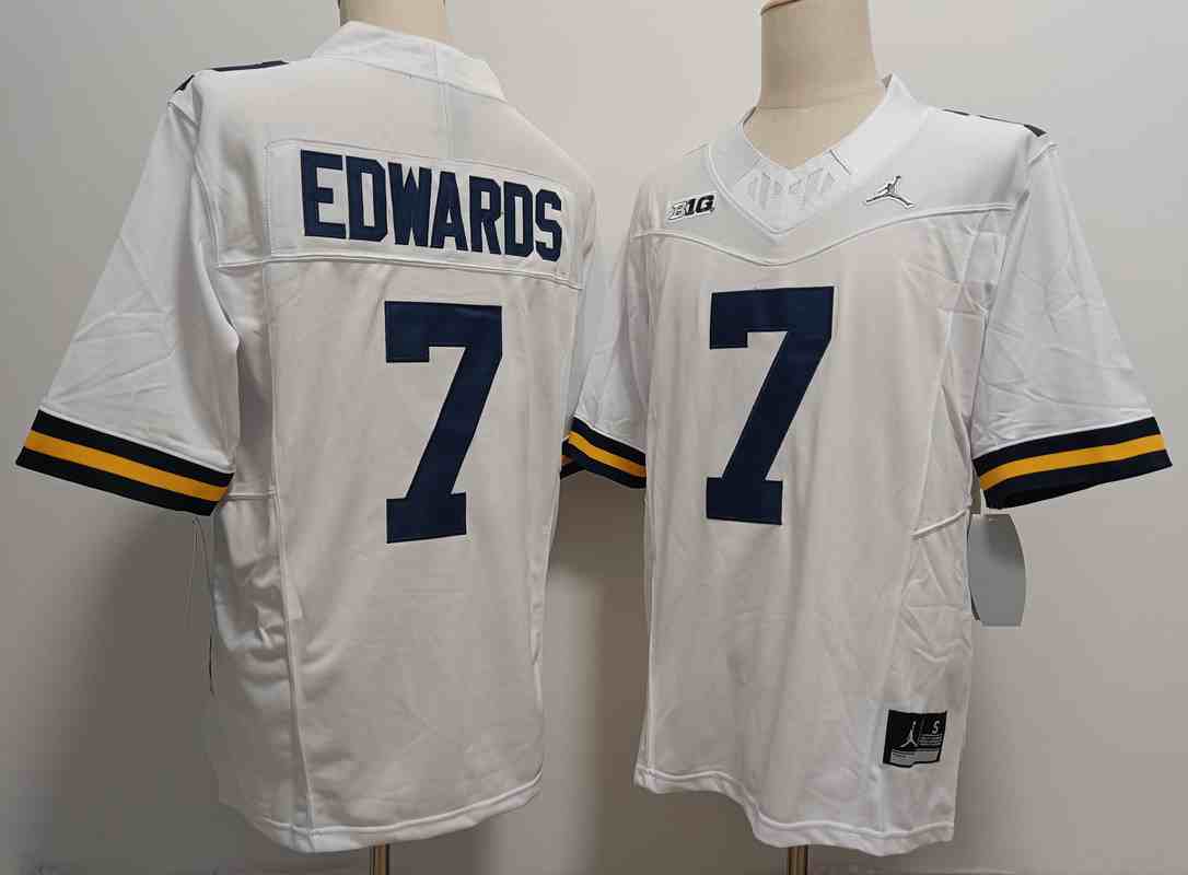 Men's Michigan Wolverines #7 Donovan Edwards White F.U.S.E Stitched Jersey