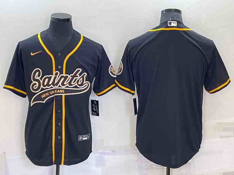 Men's New Orleans Saints Blank Black Button Jersey