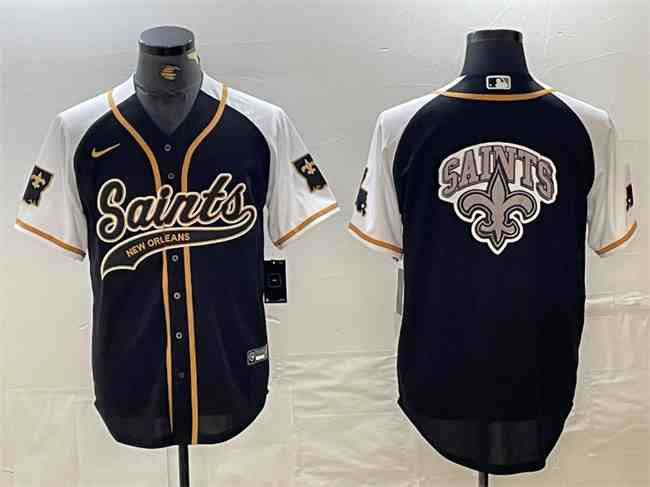 Men's New Orleans Saints Team Big Logo Black White 1987 Legacy Cool Base Stitched Button Jersey