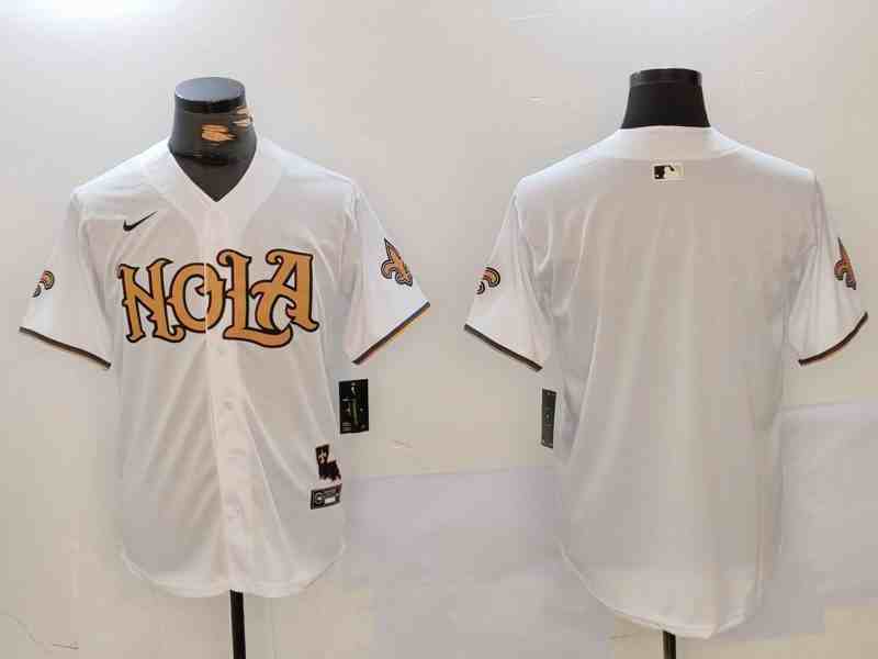 Men's New Orleans Saints Blank White Cool Base Stitched Button Jersey