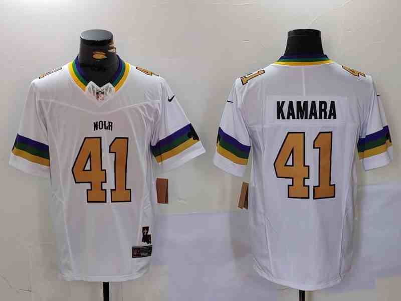 Men's New Orleans Saints #41 Alvin Kamara White 2024 F.U.S.E. Vapor Limited Stitched Jersey