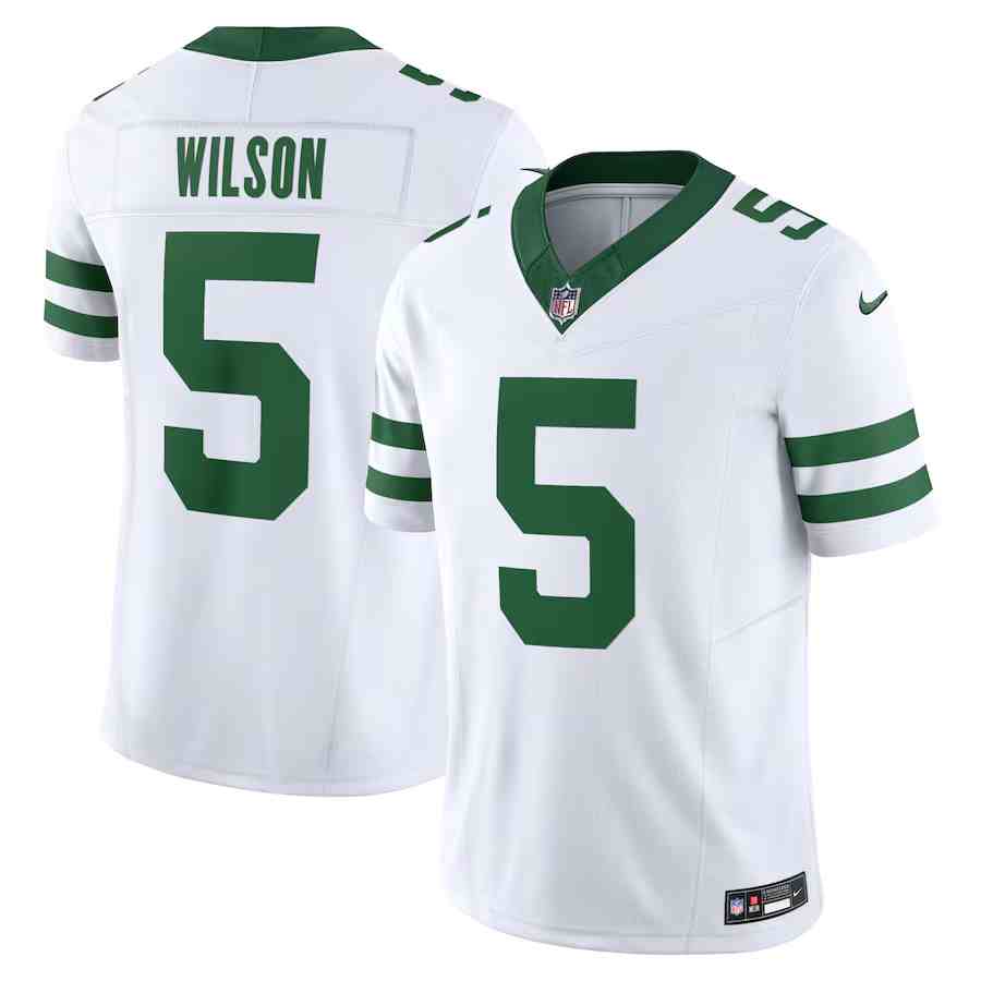 Men's New York Jets #5 Garrett Wilson White 2023 F.U.S.E. Vapor Limited Throwback Stitched Football Jersey