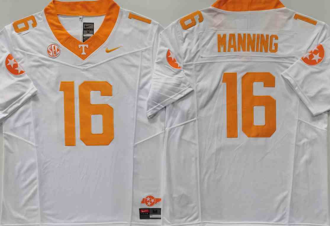 Men's Tennessee Volunteers White #16 Peyton MANNING F.U.S.E Stitched Jersey