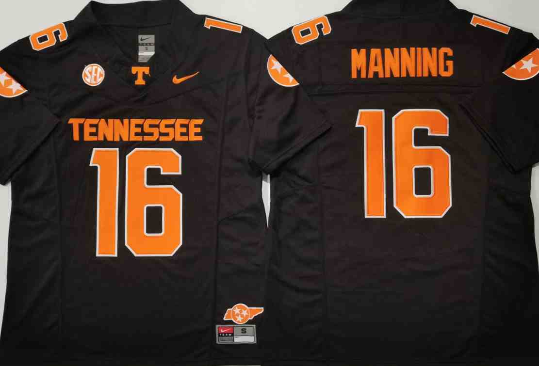 Men's Tennessee Volunteers Black #16 Peyton MANNING F.U.S.E Stitched Jersey
