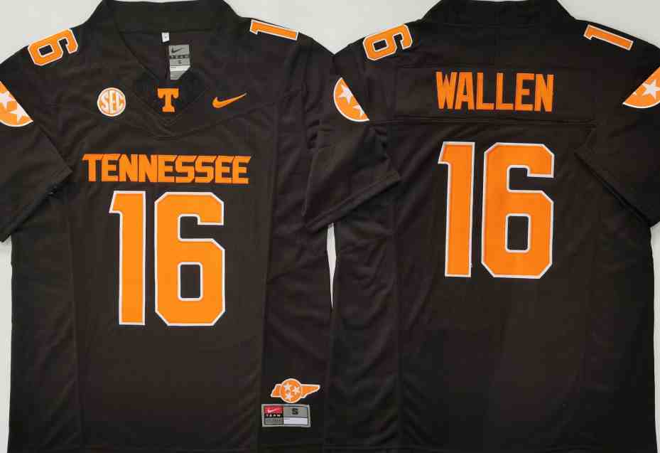 Men's Tennessee Volunteers Black #16 Morgan WALLEN F.U.S.E Stitched Jersey