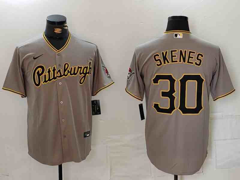 Men's Pittsburgh Pirates #30 Paul Skenes Grey Stitched Baseball Jersey