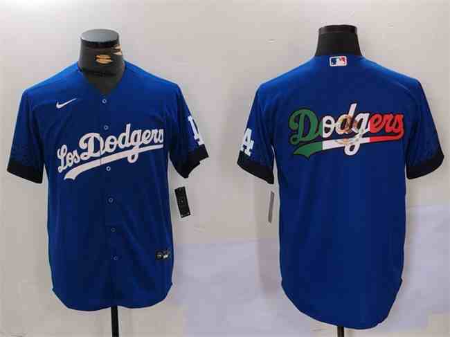 Men's Los Angeles Dodgers Blue Team Big Logo City Connect Cool Base Stitched Baseball    Jersey