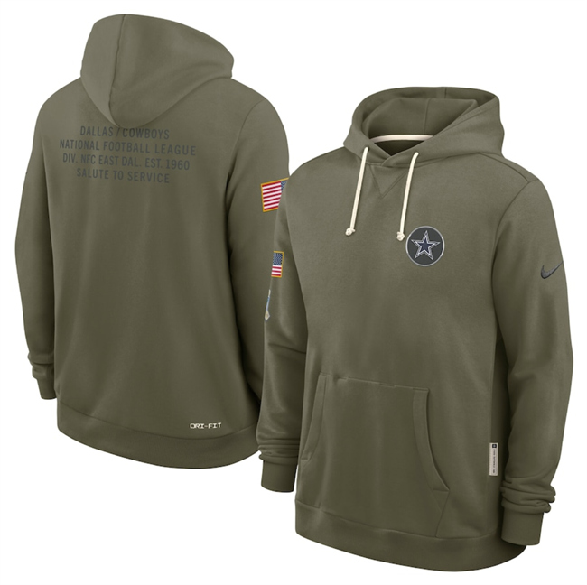 Men's Dallas Cowboys Olive 2025 Salute To Service Pullover Hoodie