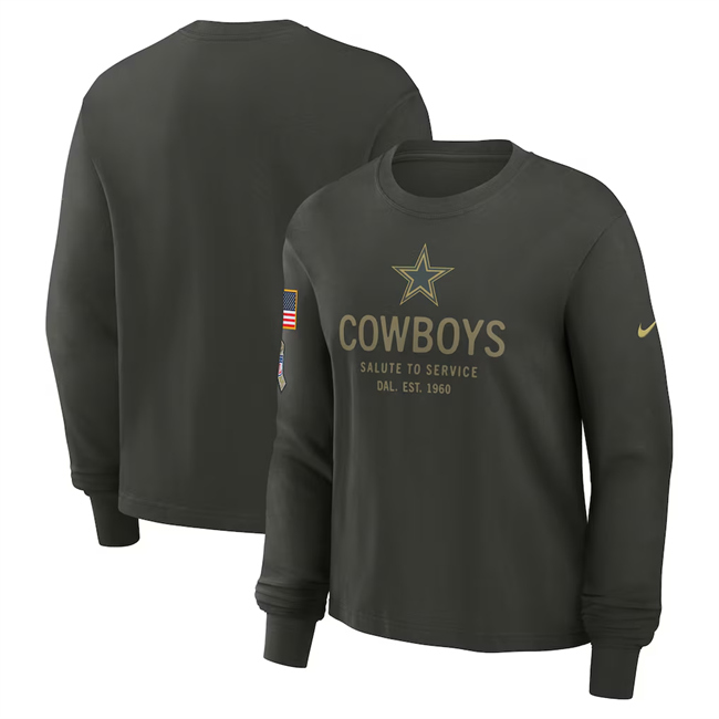 Men's Dallas Cowboys Dark Green 2025 Salute To Service Sideline Dri-FIT Long Sleeve T-Shirt
