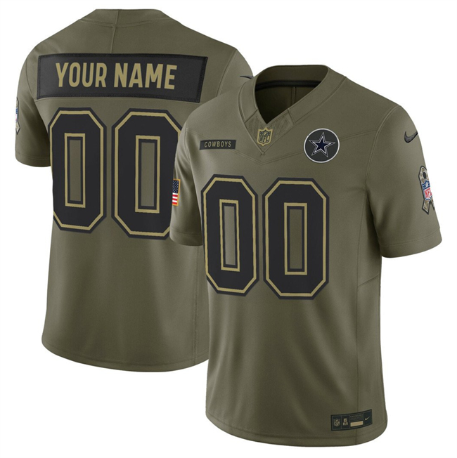 Men's Dallas Cowboys Active Player Custom Olive 2025 F.U.S.E. Salute To Service Limited Stitched Football Jersey
