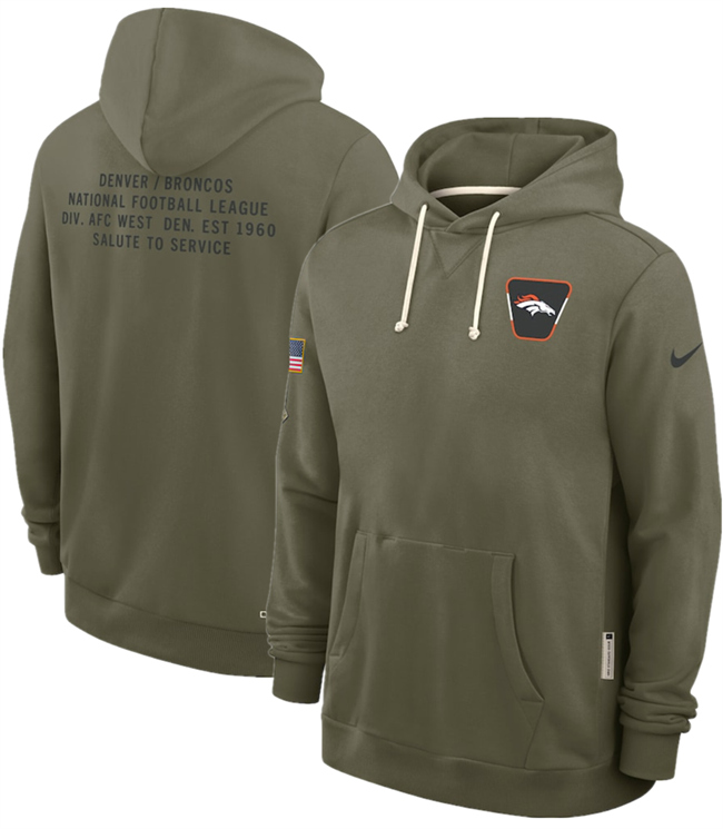 Men's Denver Broncos Olive 2025 Salute To Service Pullover Hoodie
