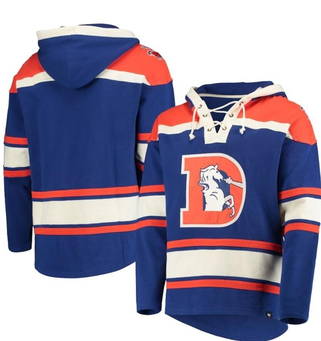 Men's Denver Broncos Royal Orange Ageless Must-Have Lace-Up Pullover Hoodie