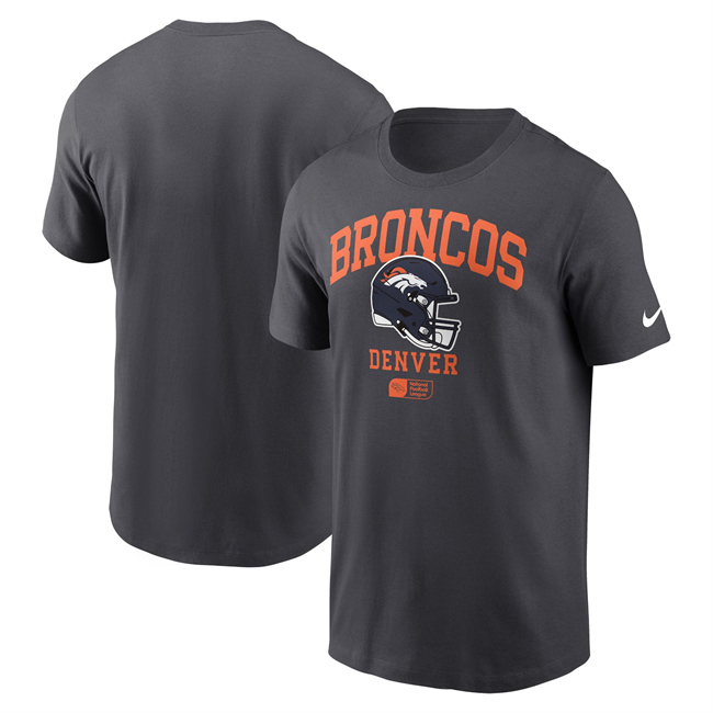 Men's Denver Broncos Anthracite Helmet Essential T-Shirt