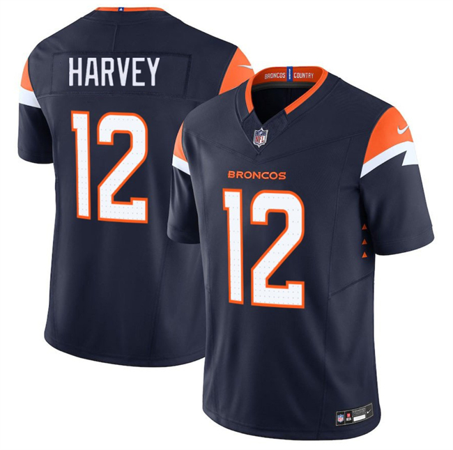 Men's Denver Broncos #12 RJ Harvey Navy F.U.S.E. Vapor Limited Stitched Football Jersey