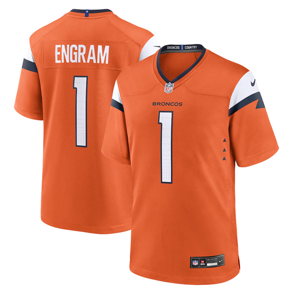Men's Denver Broncos #1 Evan Engram Orange 2025 Alternate Stitched Game Jersey