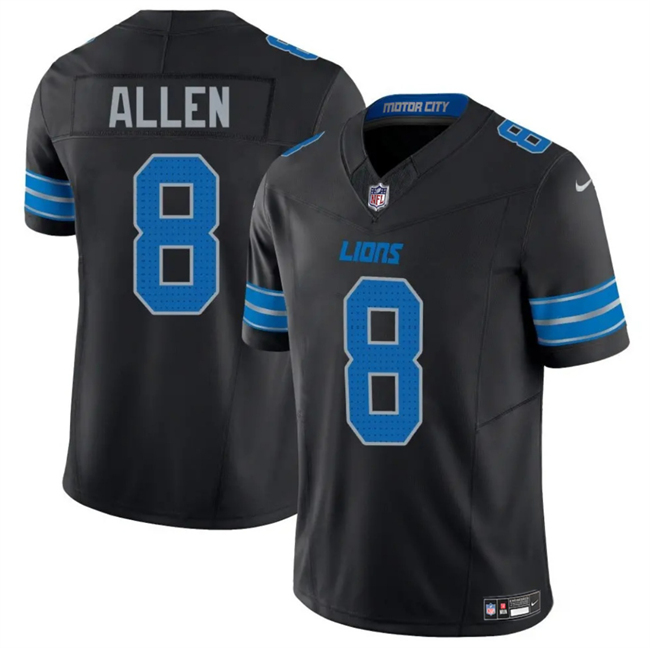 Men's Detroit Lions #8 Kyle Allen Black 2025 F.U.S.E. Vapor Limited Stitched Jersey