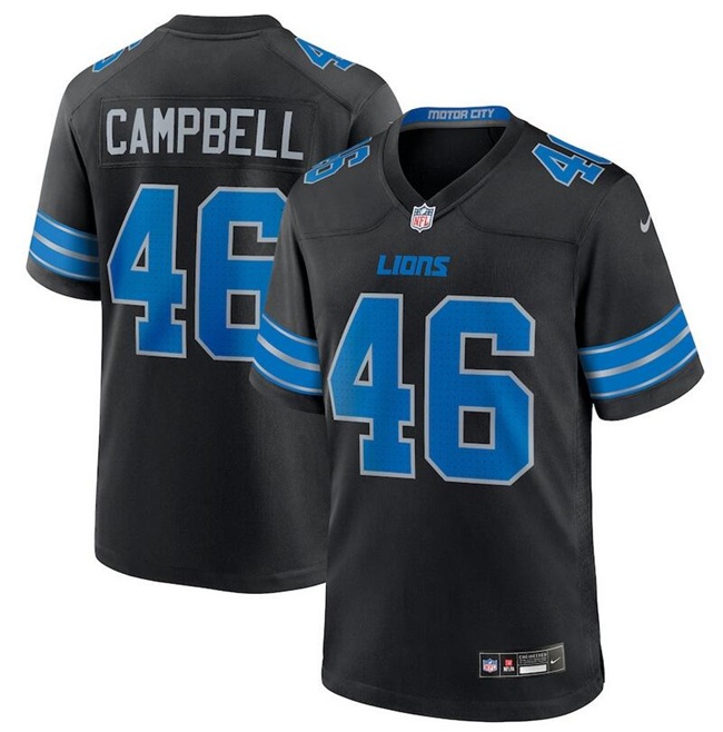 Men's Detroit Lions #46 Jack Campbell Black 2nd Alternate Vapor Limited Stitched Game Jersey