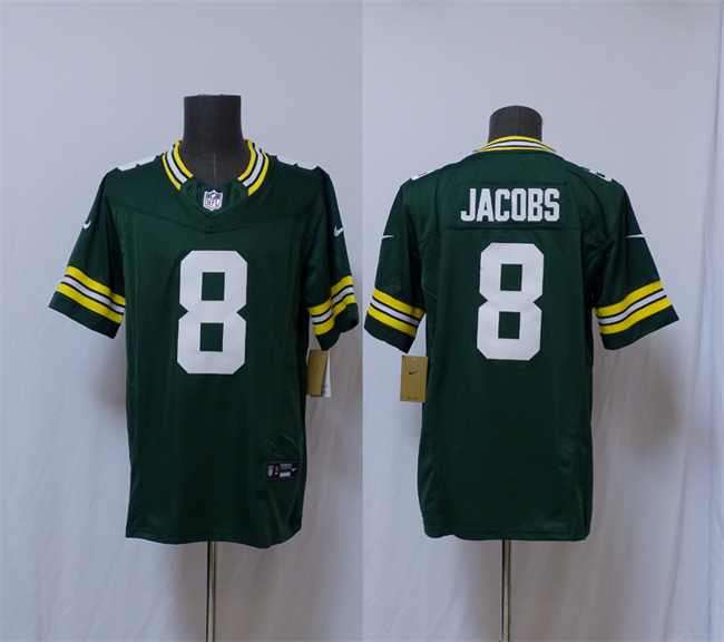 Men's Green Bay Packers #8 Josh Jacobs Green Vapor 2025 F.U.S.E. Limited Stitched Football Jersey