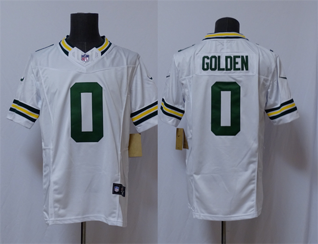 Men's Green Bay Packers #0 Matthew Golden White Vapor 2025 F.U.S.E. Limited Stitched Football Jersey