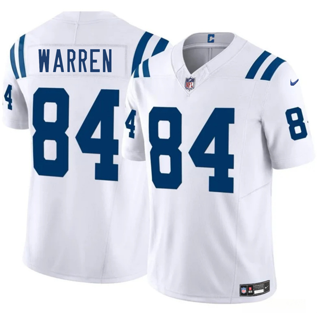 Men's Indianapolis Colts #84 Tyler Warren White 2025 Draft F.U.S.E. Vapor Limited Stitched Football Jersey
