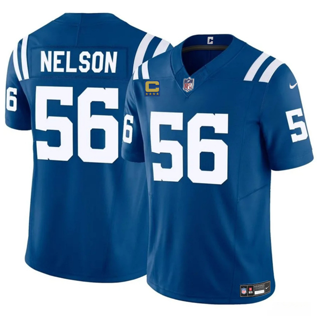 Men's Indianapolis Colts #56 Quenton Nelson Blue 2025 F.U.S.E. With 4-Star C Patch Vapor Limited Stitched Football Jersey