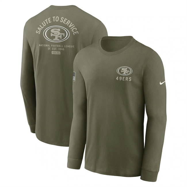 Men's San Francisco 49ers Olive 2025 Salute To Service Sideline Long Sleeve T-Shirt
