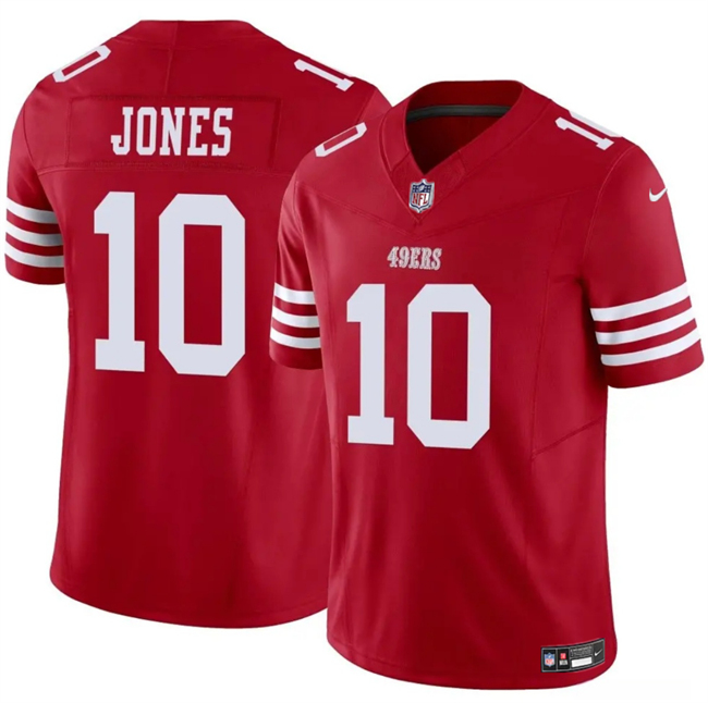 Men's San Francisco 49ers #10 Mac Jones Red 2025 F.U.S.E. Vapor Untouchable Limited Stitched Football Jersey