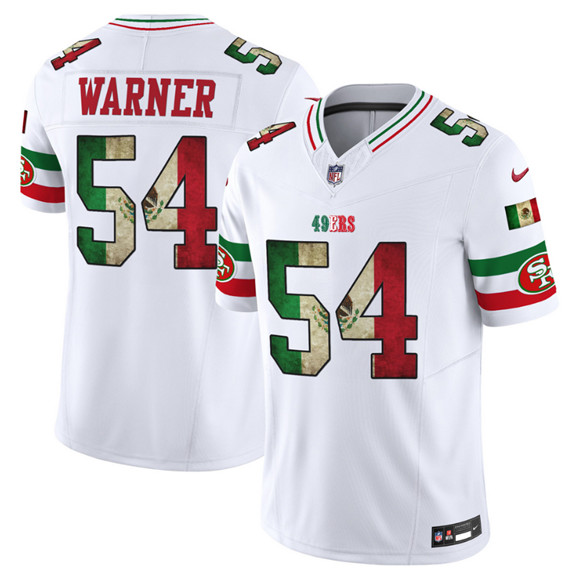 Men's San Francisco 49ers #54 Fred Warner White 2025 F.U.S.E. Mexico Vapor Limited Stitched Football Jersey