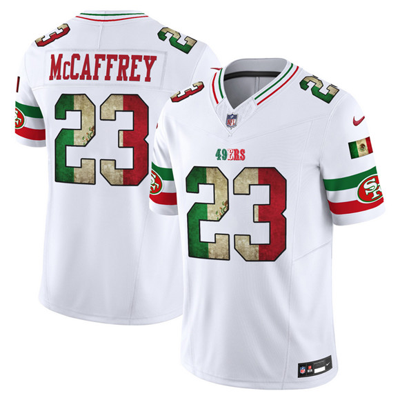 Men's San Francisco 49ers #23 Christian McCaffrey White 2025 F.U.S.E. Mexico Vapor Limited Stitched Football Jersey