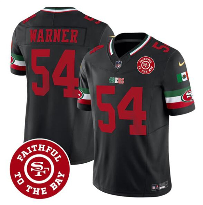 Men's San Francisco 49ers #54 Fred Warner Black F.U.S.E. Mexico Faithful To The Bay Patch Vapor Limited Stitched Football Jersey