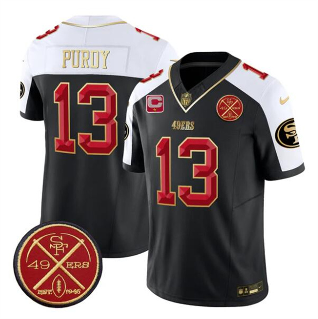 Men's San Francisco 49ers #13 Brock Purdy Black Alternate F.U.S.E. 1-Star C With Est.1946 Patch Vapor Limited Stitched Football Jersey