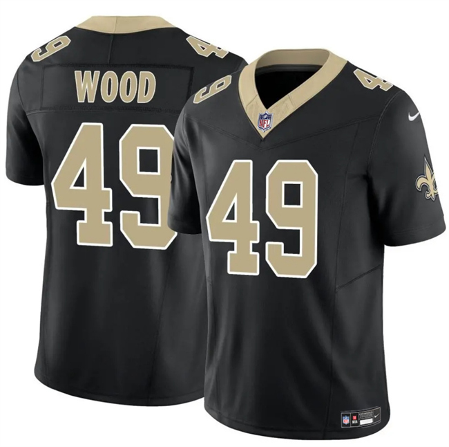 Men's New Orleans Saints #49 Zach Wood Black 2025 F.U.S.E Vapor Limited Stitched Football Jersey