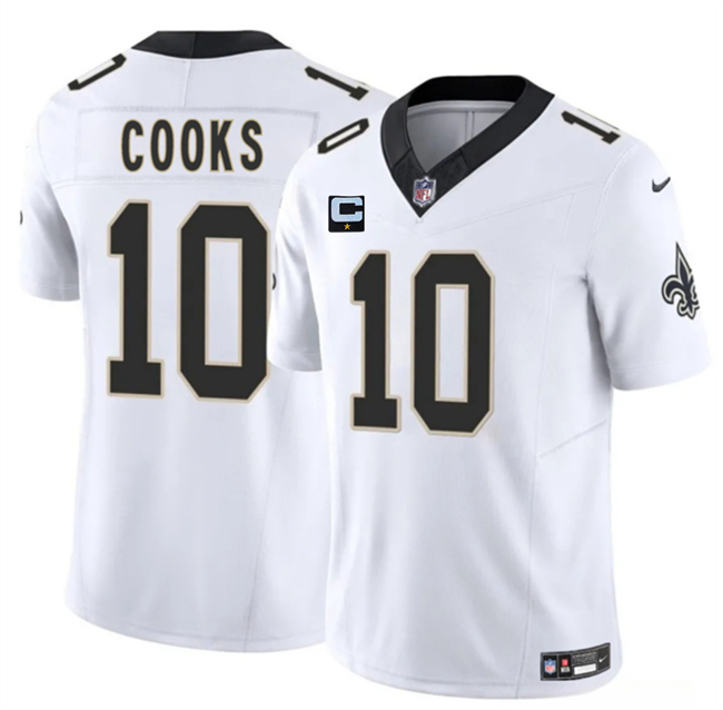 Men's New Orleans Saints #10 Brandin Cooks White 2025 F.U.S.E With 1-Star C Patch Vapor Limited Stitched Football Jersey