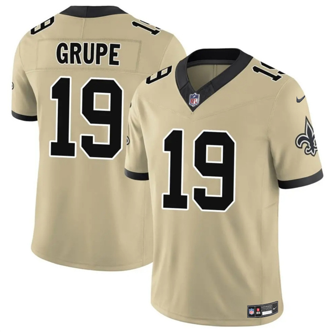 Men's New Orleans Saints #19 Blake Grupe Gold 2025 F.U.S.E. Alternate Vapor Limited Stitched Football Jersey
