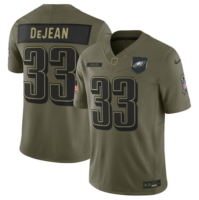 Men's Philadelphia Eagles #33 Cooper DeJean Olive 2025 F.U.S.E. Salute To Service Limited Stitched Football Jersey