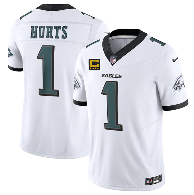 Men's Philadelphia Eagles #1 Jalen Jurts White 2025 F.U.S.E. With 4-Star C Patch Vapor Untouchable Limited Stitched Football Jersey