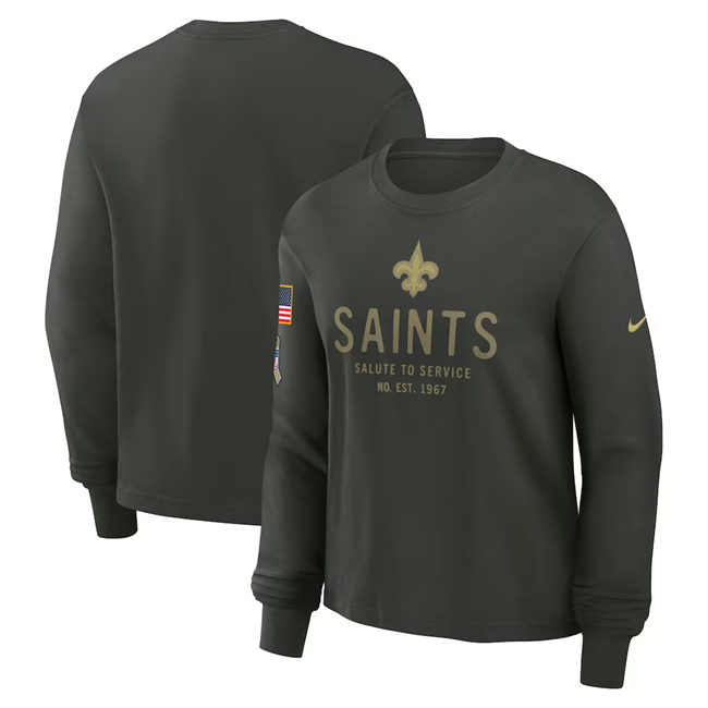 Men's New Orleans Saints Dark Green 2025 Salute To Service Sideline Dri-FIT Long Sleeve T-Shirt