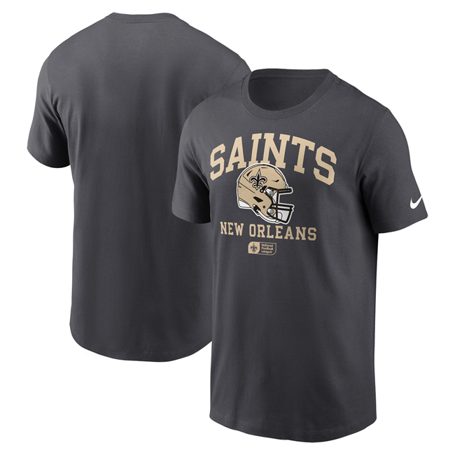 Men's New Orleans Saints Anthracite Helmet Essential T-Shirt