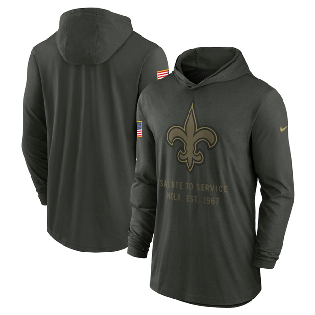 Men's New Orleans Saints Forest Green 2025 Salute To Service Sideline Dri-FIT Lightweight Pullover Hoodie