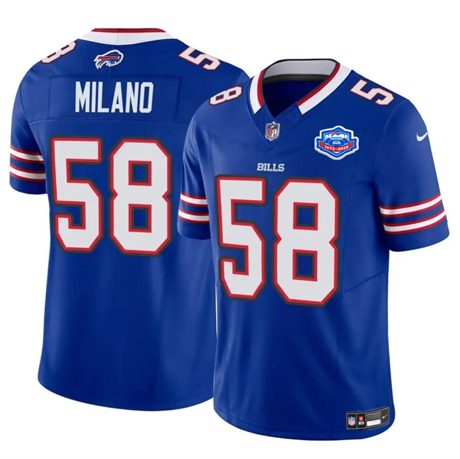 Men's Buffalo Bills #58 Matt Milano Blue 2025 F.U.S.E. With Farewell Patch Vapor Untouchable Limited Football Stitched Jersey